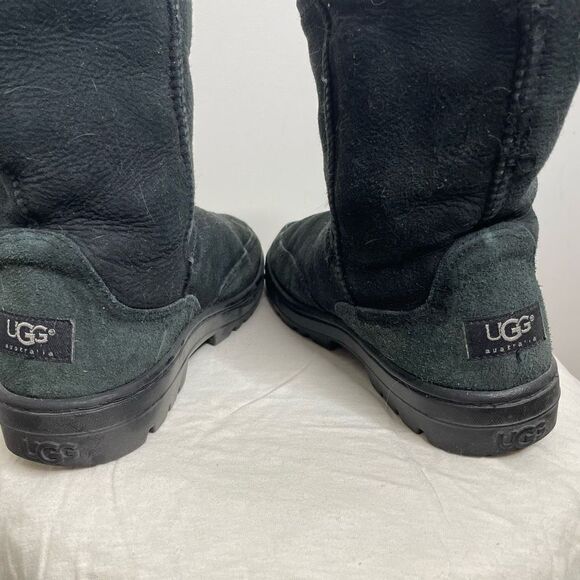 UGG Australia Classic Short Off Roader Leather 5525 Lined‎ Winter Boots Black 7 - Picture 6 of 10